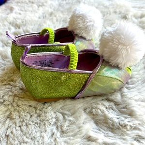 Disney Tinkerbell Baby Flats - glitter, shimmer and pompoms!